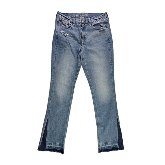 American Eagle Jeans Women's 8 90s Kick Medium Wash Blue Stretch Denim - Picture 2 of 7